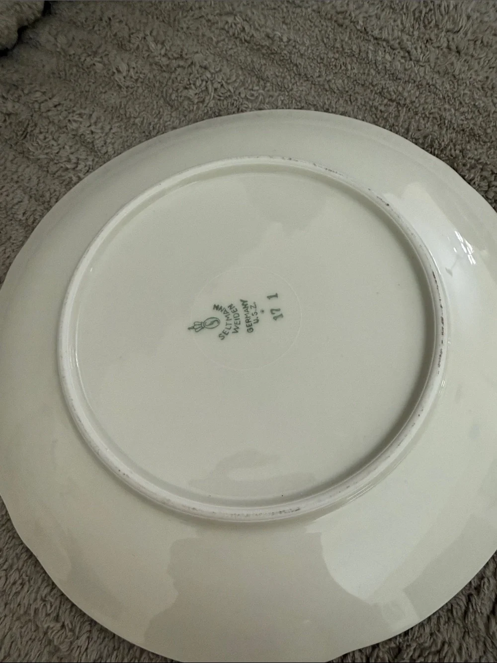 Vintage Seltmann Weiden Germany U.S. Zone Tea Cup Saucer Dessert Plate Trio Gold